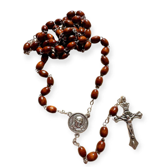 St. Padre Pio Relic Rosary Blessed By Pope w/ 2nd Class Relic - St. Father Pio | Catholically