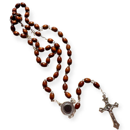 St. Padre Pio Relic Rosary Blessed By Pope w/ 2nd Class Relic - St. Father Pio | Catholically