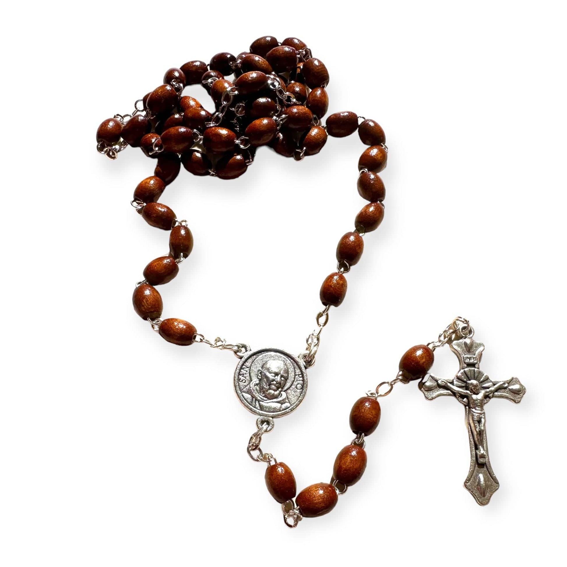 St. Padre Pio Relic Rosary Blessed By Pope w/ 2nd Class Relic - St. Father Pio | Catholically