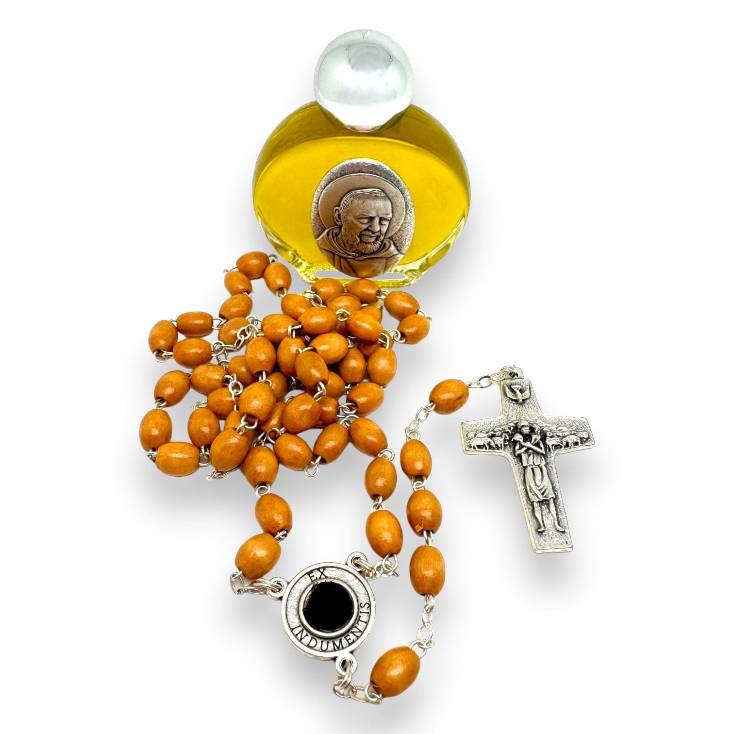 St. Padre Pio Relic Rosary Blessed By Pope w/ 2nd Class Relic - St. Father Pio | Catholically