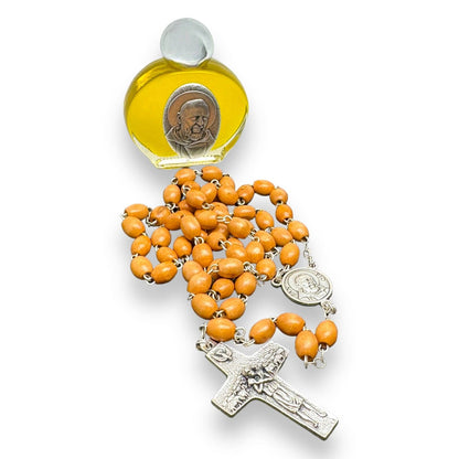 St. Padre Pio Relic Rosary Blessed By Pope w/ 2nd Class Relic - St. Father Pio | Catholically
