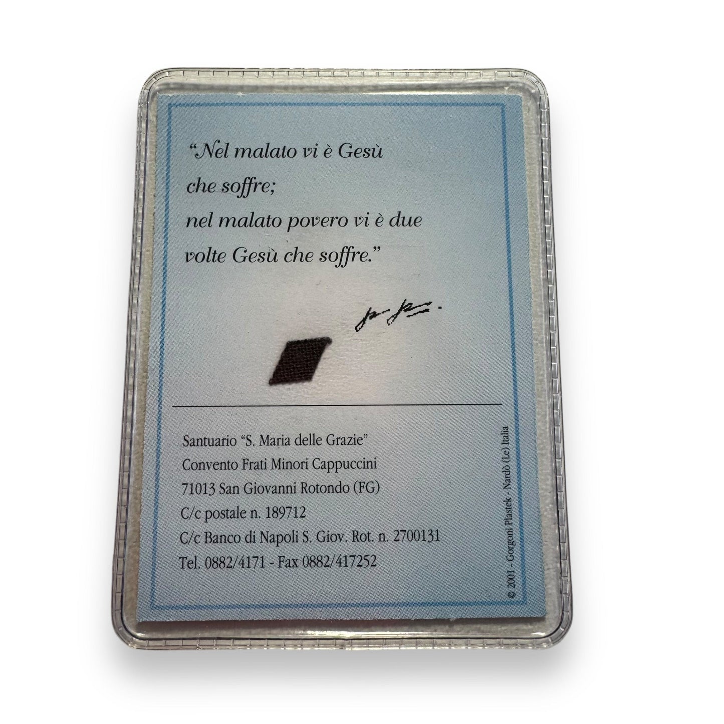 St. Padre Pio Vintage Holy Card - Relic Of St. Father Pio Of Pietrelecina | Catholically
