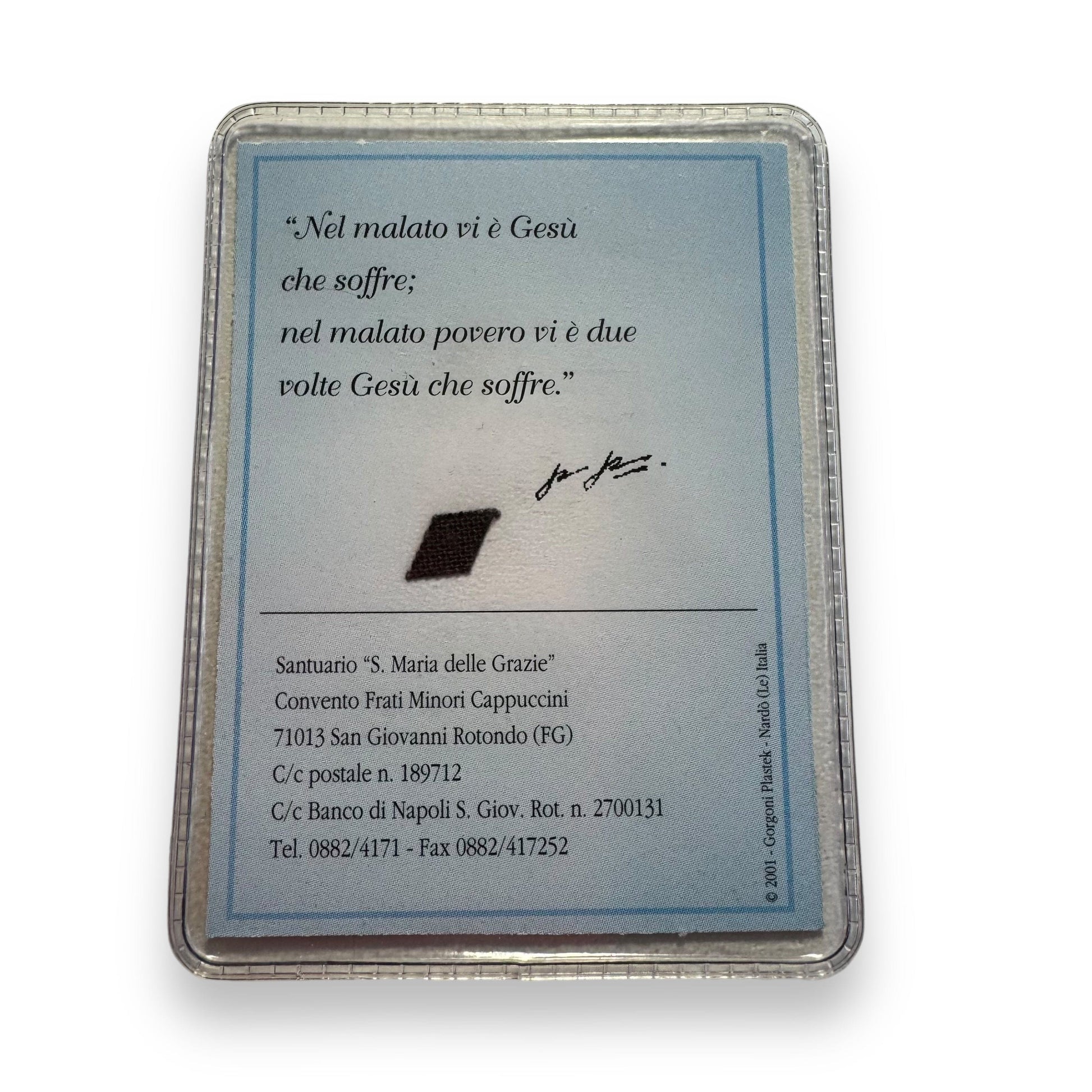 St. Padre Pio Vintage Holy Card - Relic Of St. Father Pio Of Pietrelecina | Catholically