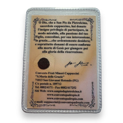 St. Padre Pio Vintage Holy Card - Relic Of St. Father Pio Of Pietrelecina | Catholically