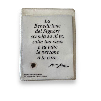 St. Padre Pio Vintage Holy Card with 2nd Class Free Relic Father Pio Badge | Catholically