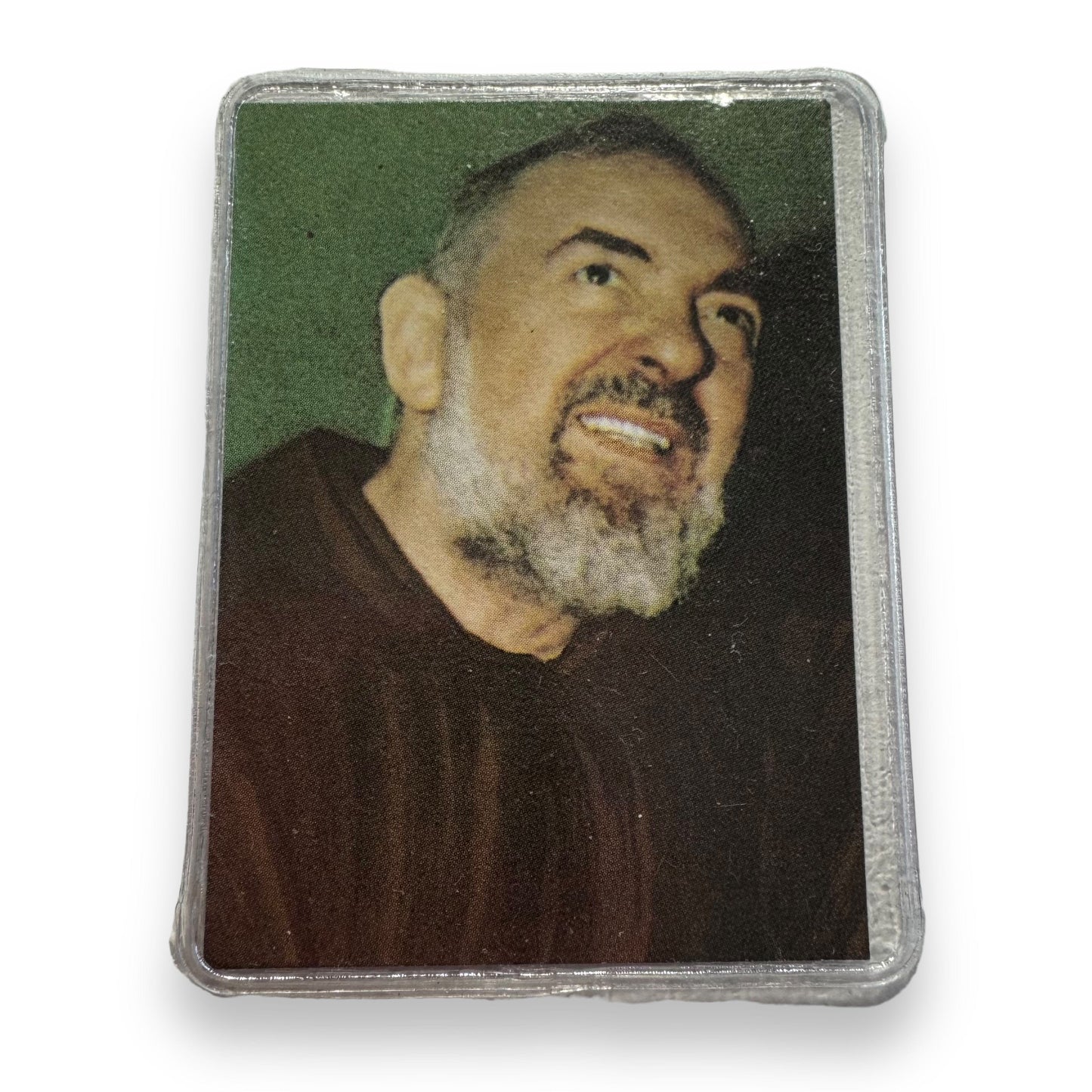 St. Padre Pio Vintage Laminated Holy Card With 2nd Class Relic Ex-Indumentis | Catholically