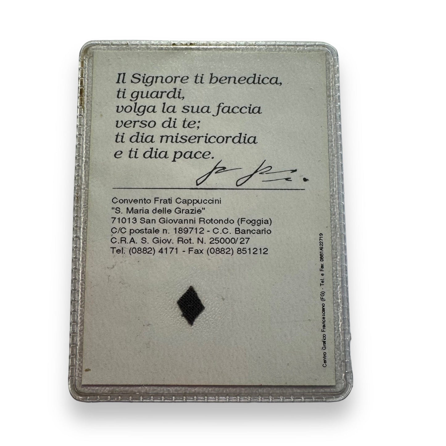 St. Padre Pio Vintage Laminated Holy Card With 2nd Class Relic Ex-Indumentis | Catholically