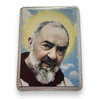 St. Padre Pio Vintage Laminated Holy Card With 2nd Class Relic Ex-Indumentis | Catholically