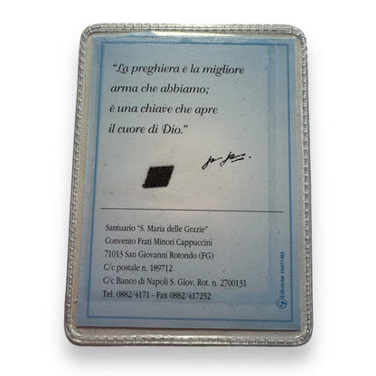 St. Padre Pio Vintage Laminated Holy Card With 2nd Class Relic Ex-Indumentis | Catholically