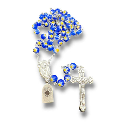 St. Pio Blue Rosary Blessed By Pope w/ 2nd Class Relic - St. Father Pio | Catholically