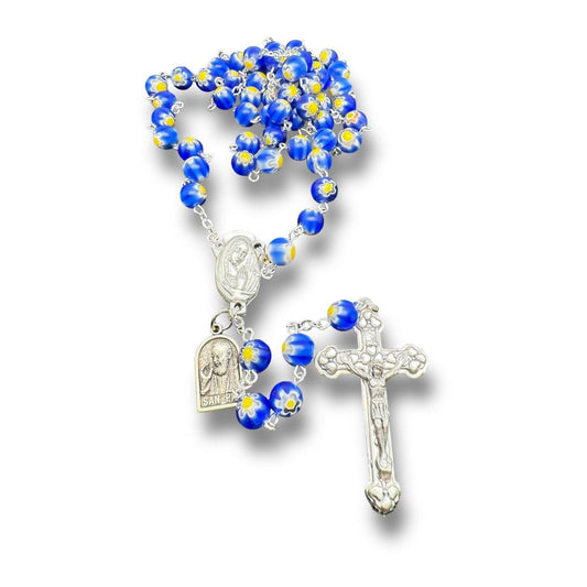 St. Pio Blue Rosary Blessed By Pope w/ 2nd Class Relic - St. Father Pio | Catholically