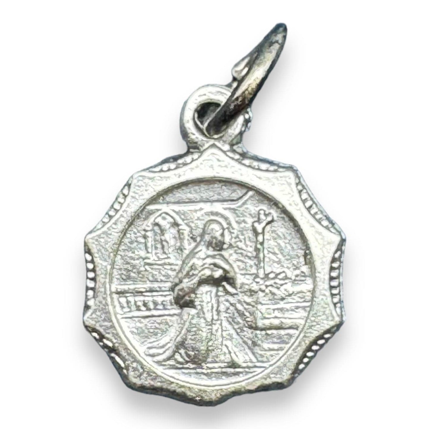 St Rita Miraculous Vine Relic Medal – Silver tone pendant with Reliquary | Catholically