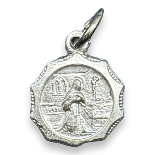 St Rita Miraculous Vine Relic Medal – Silver tone pendant with Reliquary | Catholically