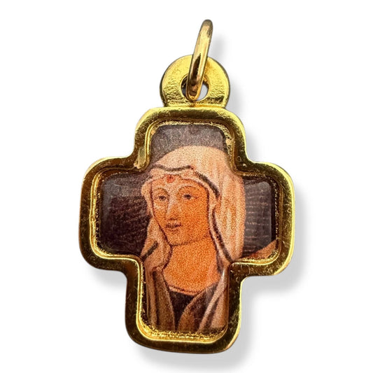 St. Rita Relic Pendant – Cross Gold-Framed Catholic Devotional | Catholically