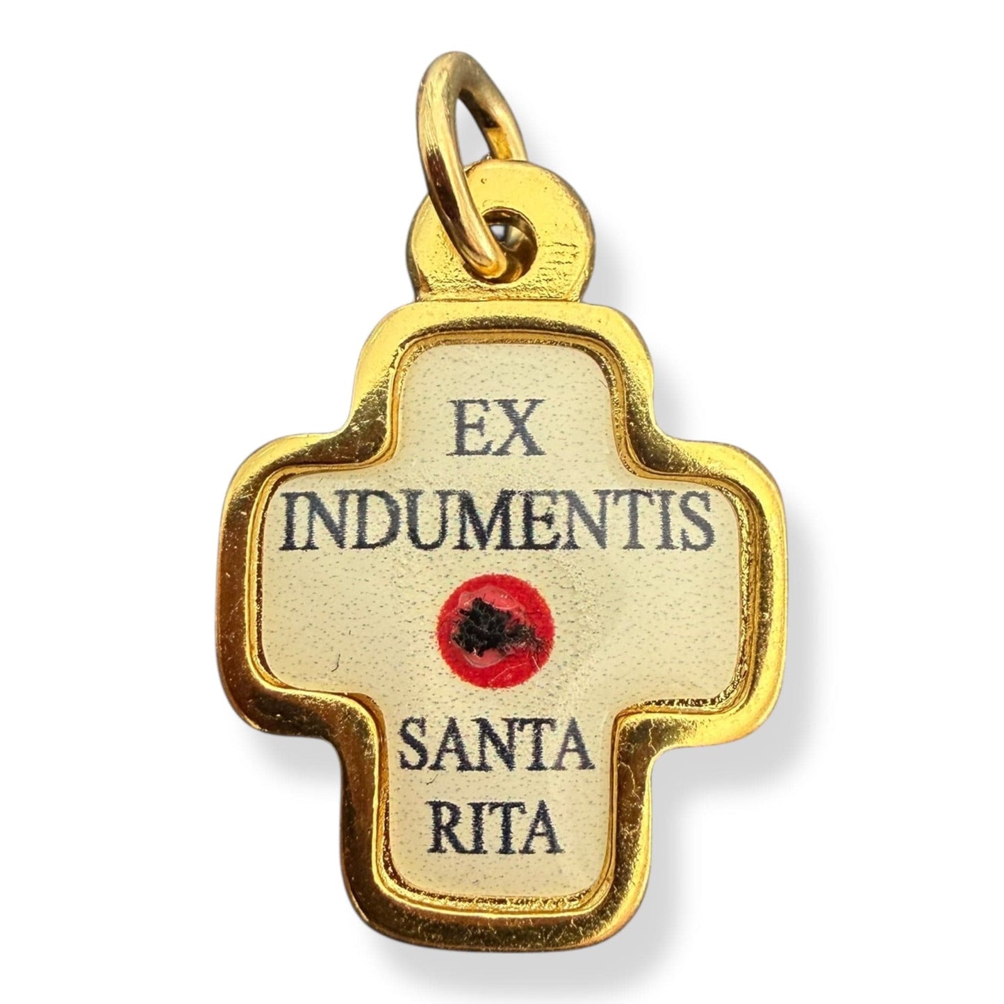 St. Rita Relic Pendant – Cross Gold-Framed Catholic Devotional | Catholically
