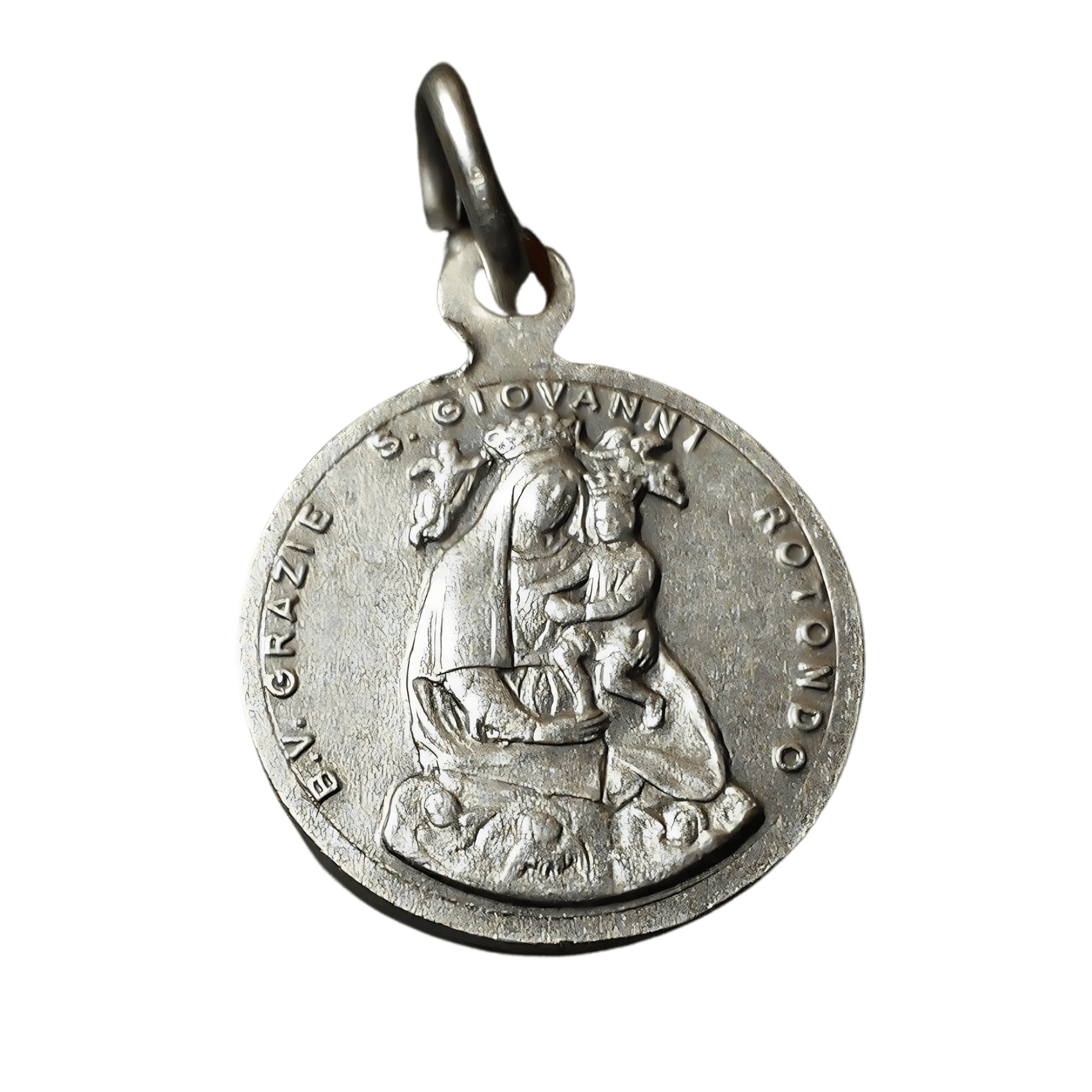 St. Saint Padre Father Pio Silver Plated Tiny Medal + Our Lady Of Graces | Catholically