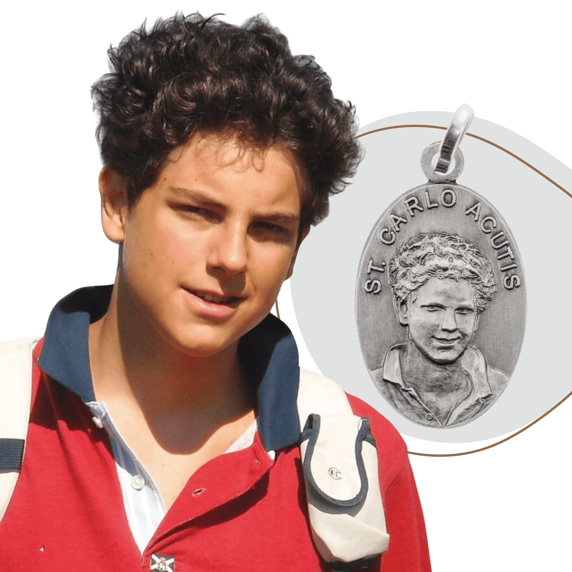 Sterling Silver Medal of Saint Carlo Acutis – Canonized Saint of the Eucharist | Catholically