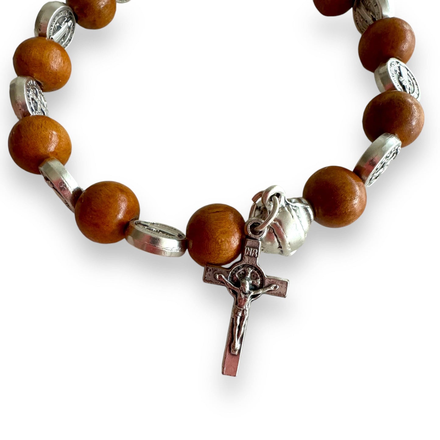 Stretch - Wooden Bracelet Miraculous Medal - Blessed By Pope | Catholically