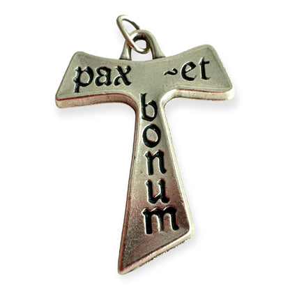 Tau Cross Blessed By Pope Pax Et Bonum Franciscan Crucifix Parts | Catholically