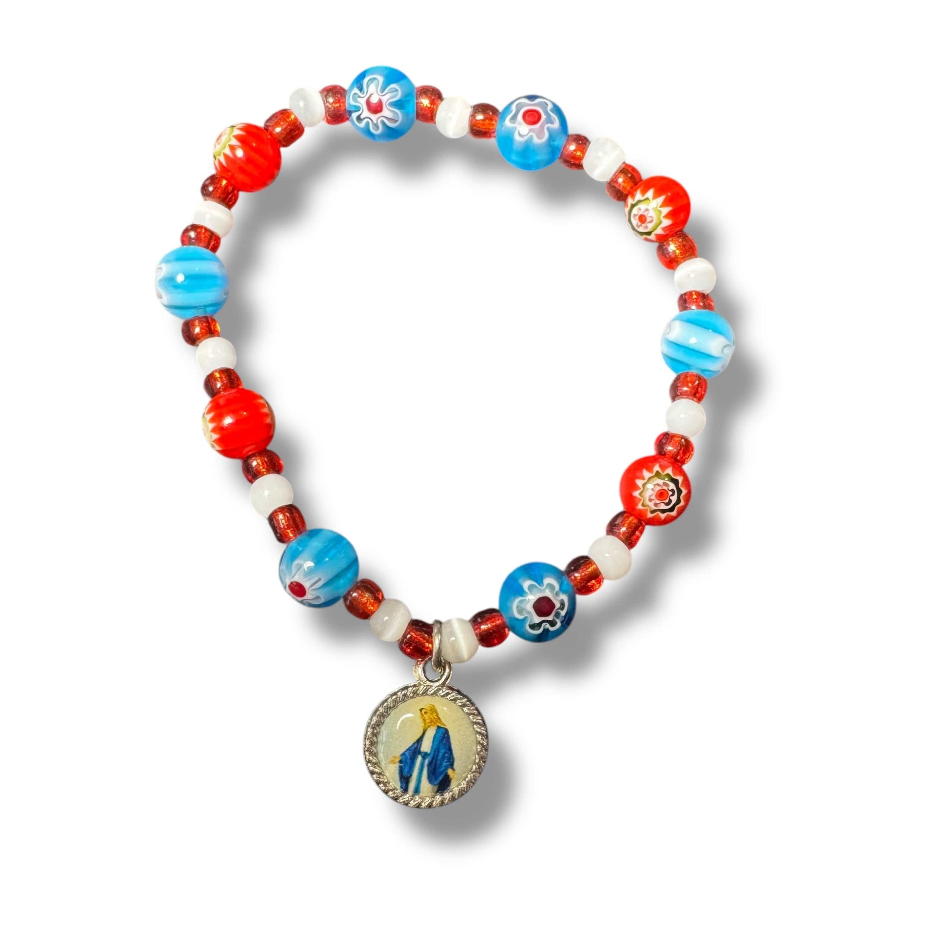 Ten beads Murrina rosary-bracelet - Colorful Aqua beads | Catholically