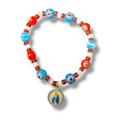 Ten beads Murrina rosary-bracelet - Colorful Aqua beads | Catholically