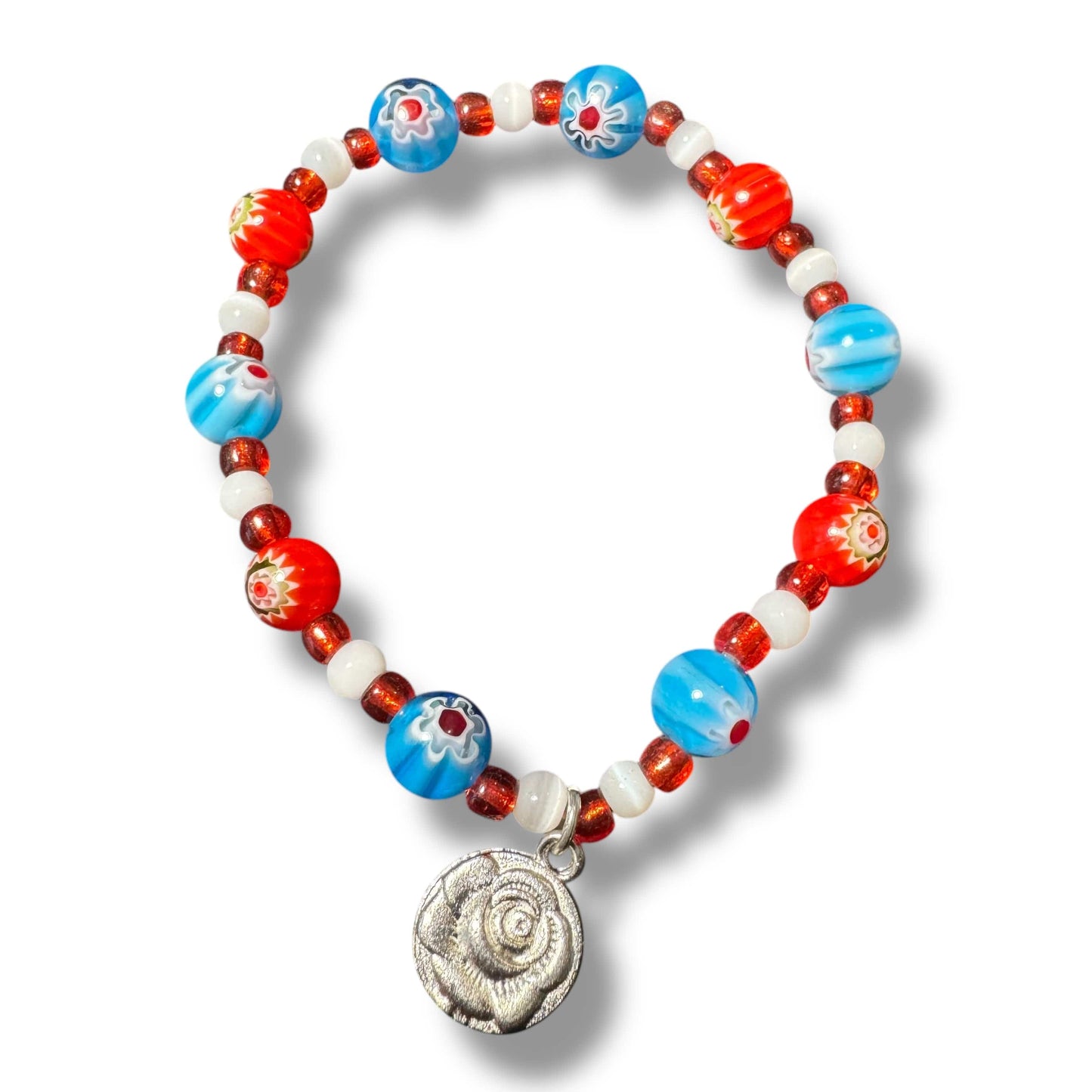 Ten beads Murrina rosary-bracelet - Colorful Aqua beads | Catholically