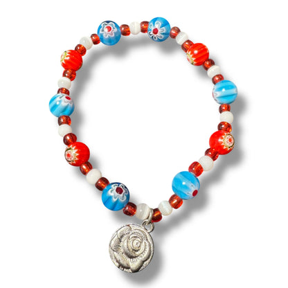 Ten beads Murrina rosary-bracelet - Colorful Aqua beads | Catholically