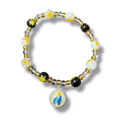 Ten beads Murrina rosary-bracelet - Colorful Black beads | Catholically