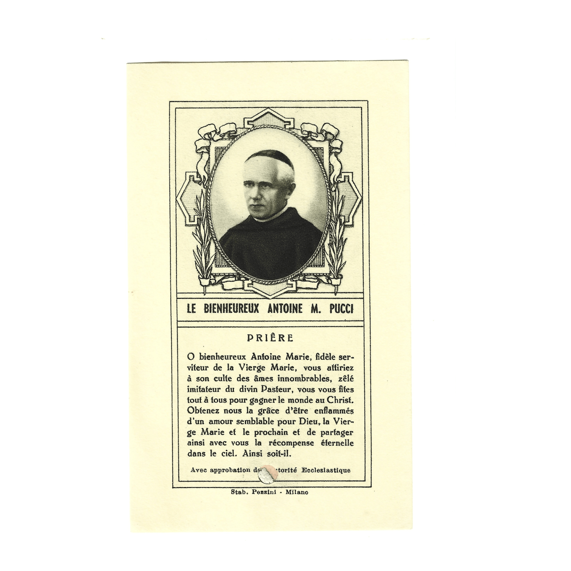 Venerable Antonio Maria Pucci - Passionist - Relic card ex-indumentis | Catholically