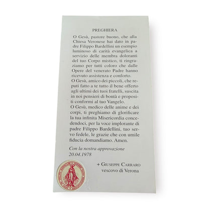 Venerable Filippo Bardellini Relic Card – Vintage Holy Card Blessed by Pope Leo | Catholically