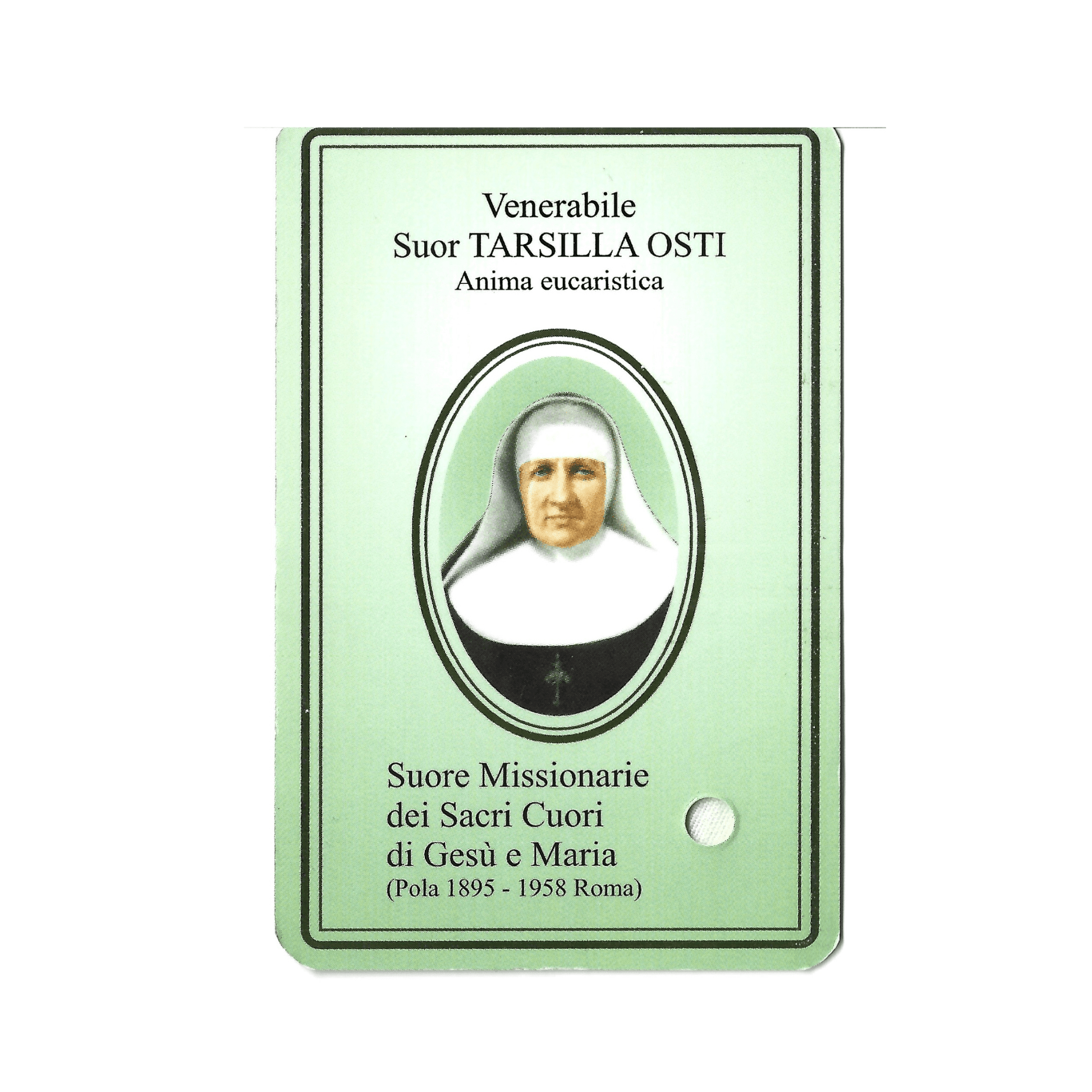 Venerable Tarsilla Osti Relic Card - Missionary of the Sacred Hearts | Catholically