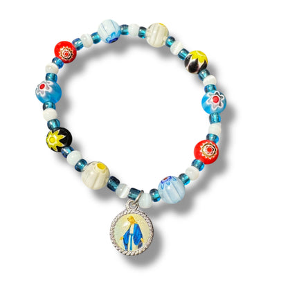 Venetian Glass Murrina Bracelet Blessed by Pope - Miraculous Medal | Catholically
