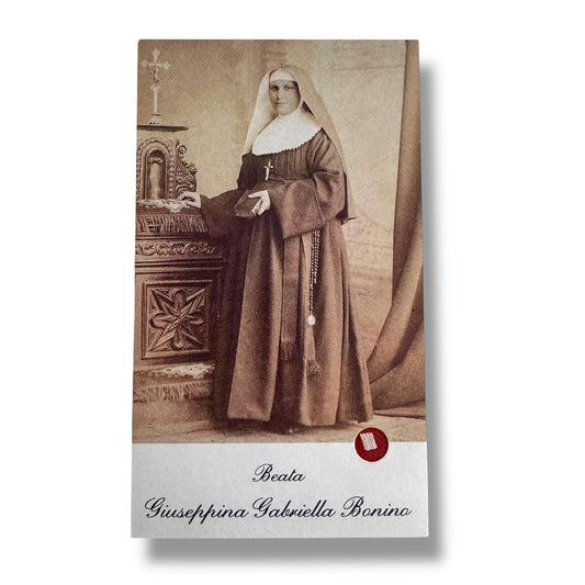 Vintage Holy Card of Beata Giuseppina Gabriella Bonino with Relic | Catholically