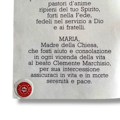 Vintage Holy Card of Beato Clemente Marchisio with Relic | Catholically