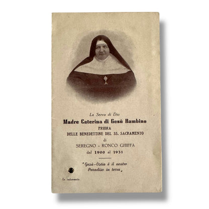 Vintage Holy Card of Madre Caterina di Gesù Bambino with Relic | Catholically