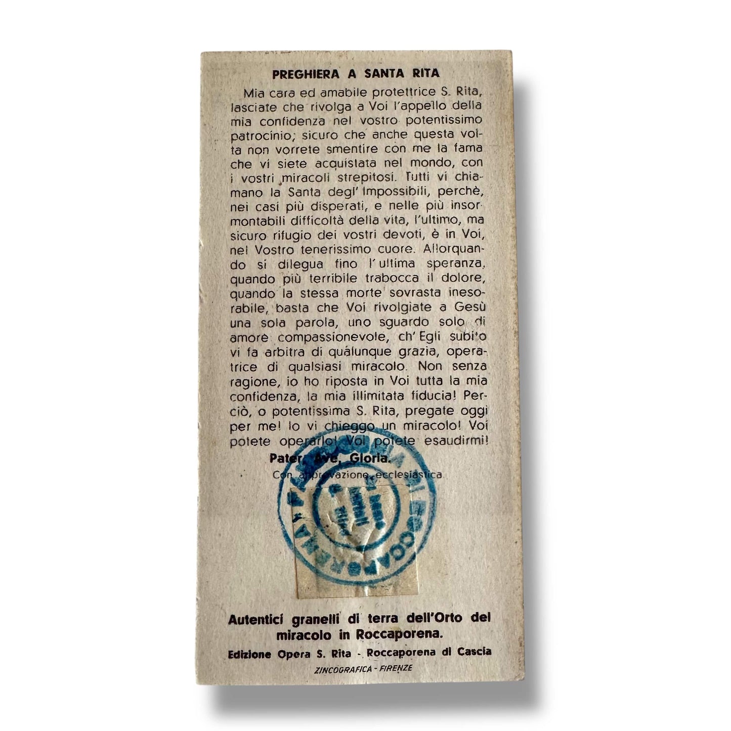 Vintage Holy Card of Santa Rita da Cascia with Relic | Catholically