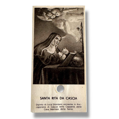 Vintage Holy Card of Santa Rita da Cascia with Relic | Catholically