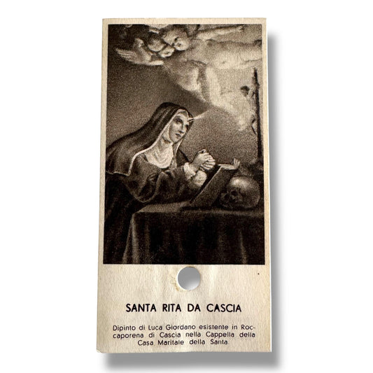 Vintage Holy Card of Santa Rita da Cascia with Relic | Catholically