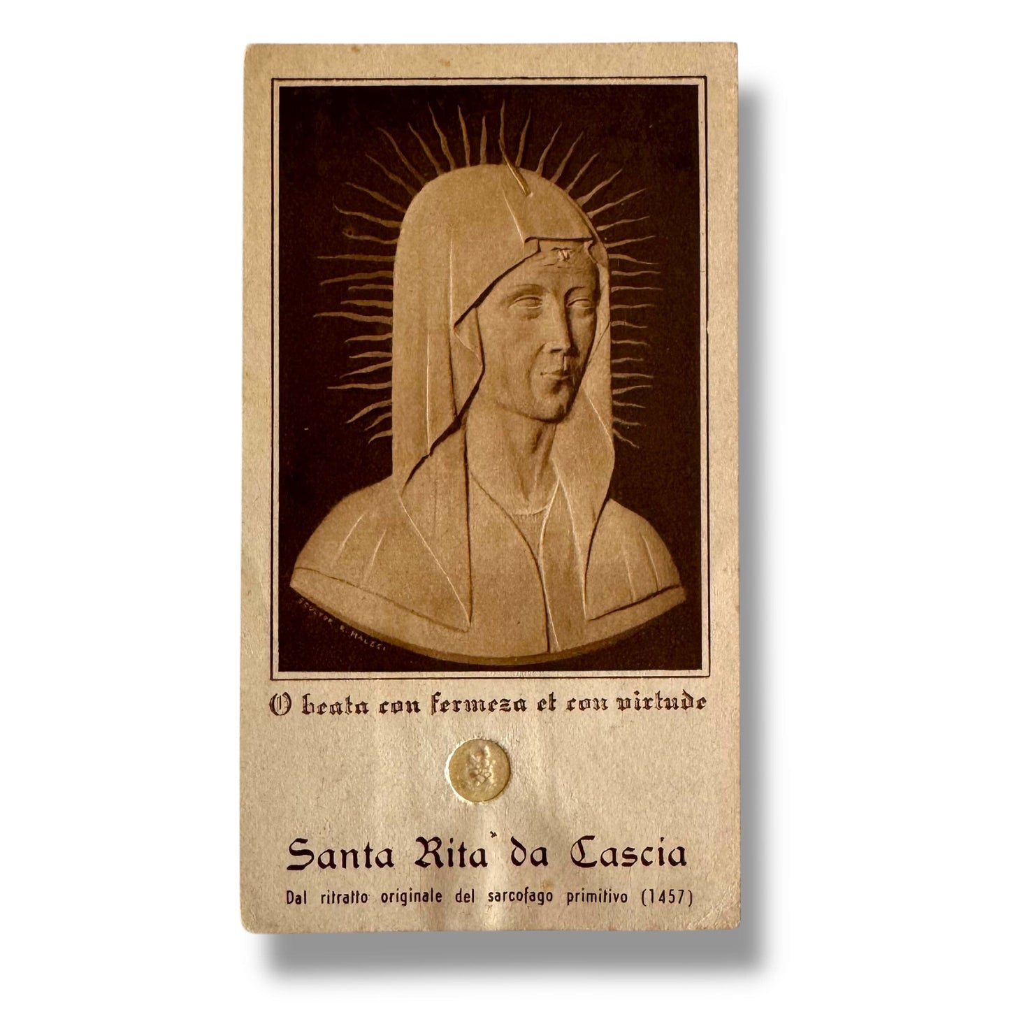 Vintage Holy Card of Santa Rita with Relic | Catholically