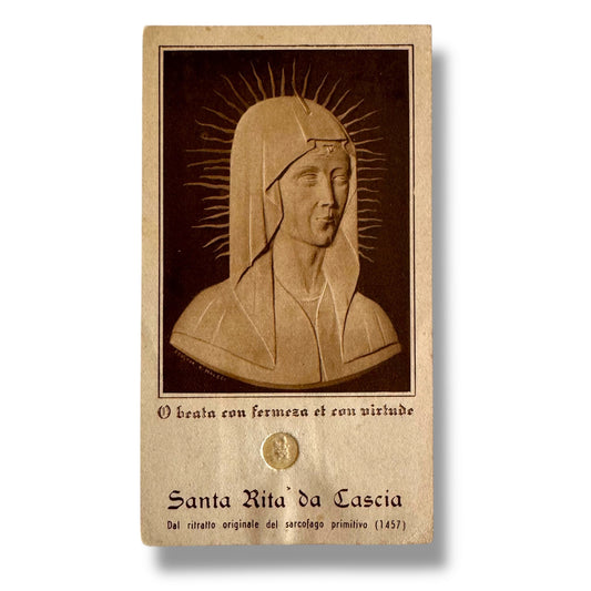Vintage Holy Card of Santa Rita with Relic | Catholically