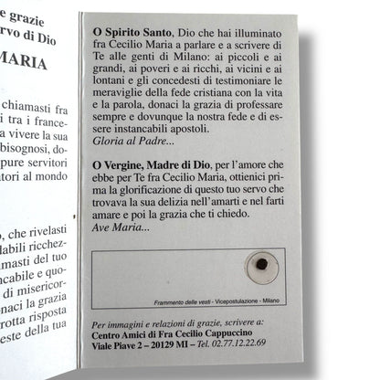 Vintage Holy Relic Card – Servant of God Fra Cecilio Maria, Capuchin Friar | Catholically