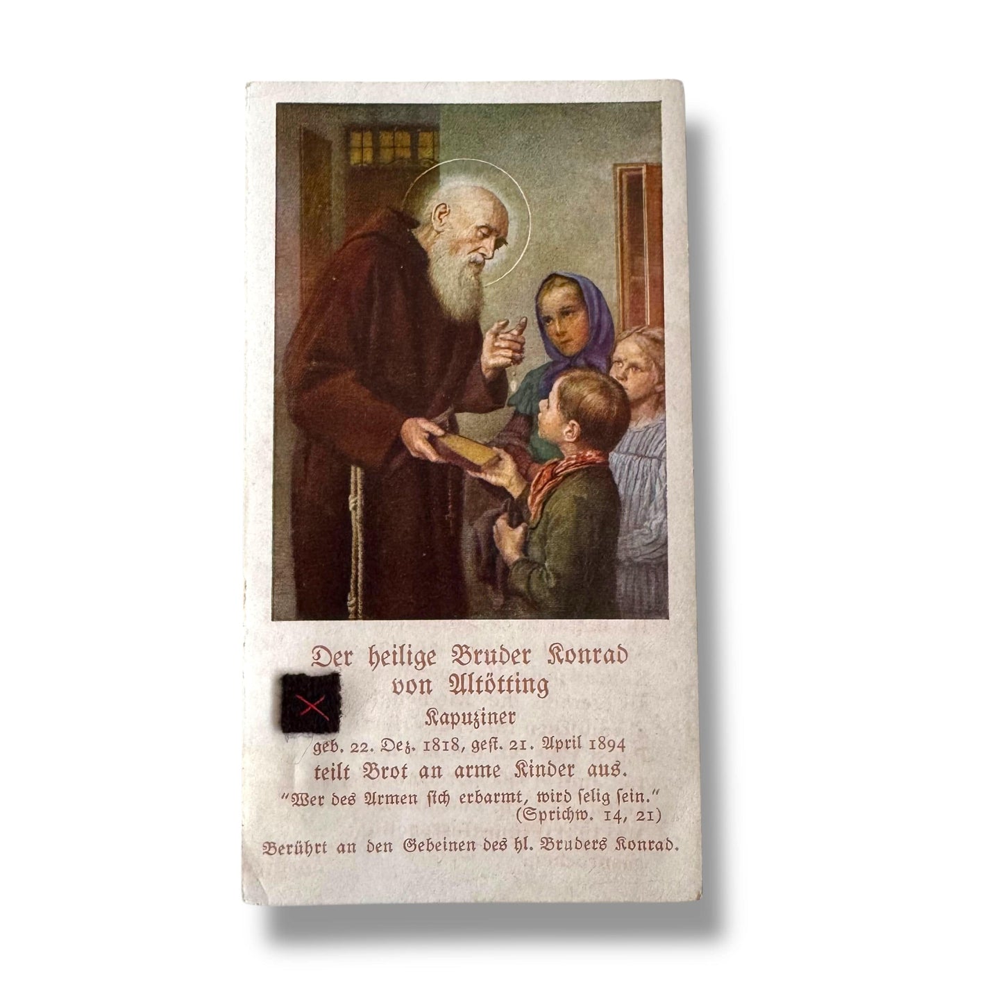 Vintage Holy Relic Card – St. Conrad of Parzham (Capuchin Brother of Altötting) | Catholically