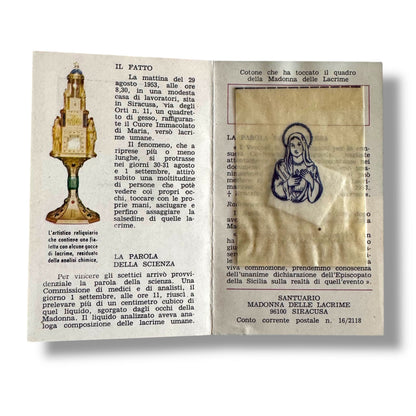 Vintage Relic Card – Madonna delle Lacrime (Weeping Madonna of Syracuse) | Catholically