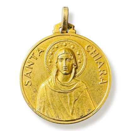 Vintage Santa Chiara Medal – Saint Clare of Assisi Italian Devotional Medal | Catholically