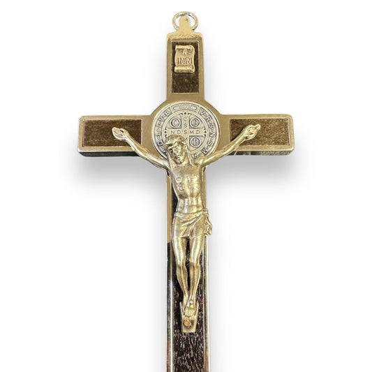 Wooden 6 1/4" St. Benedict Cross Crucifix -Exorcism cross -Blessed -San Benito | Catholically