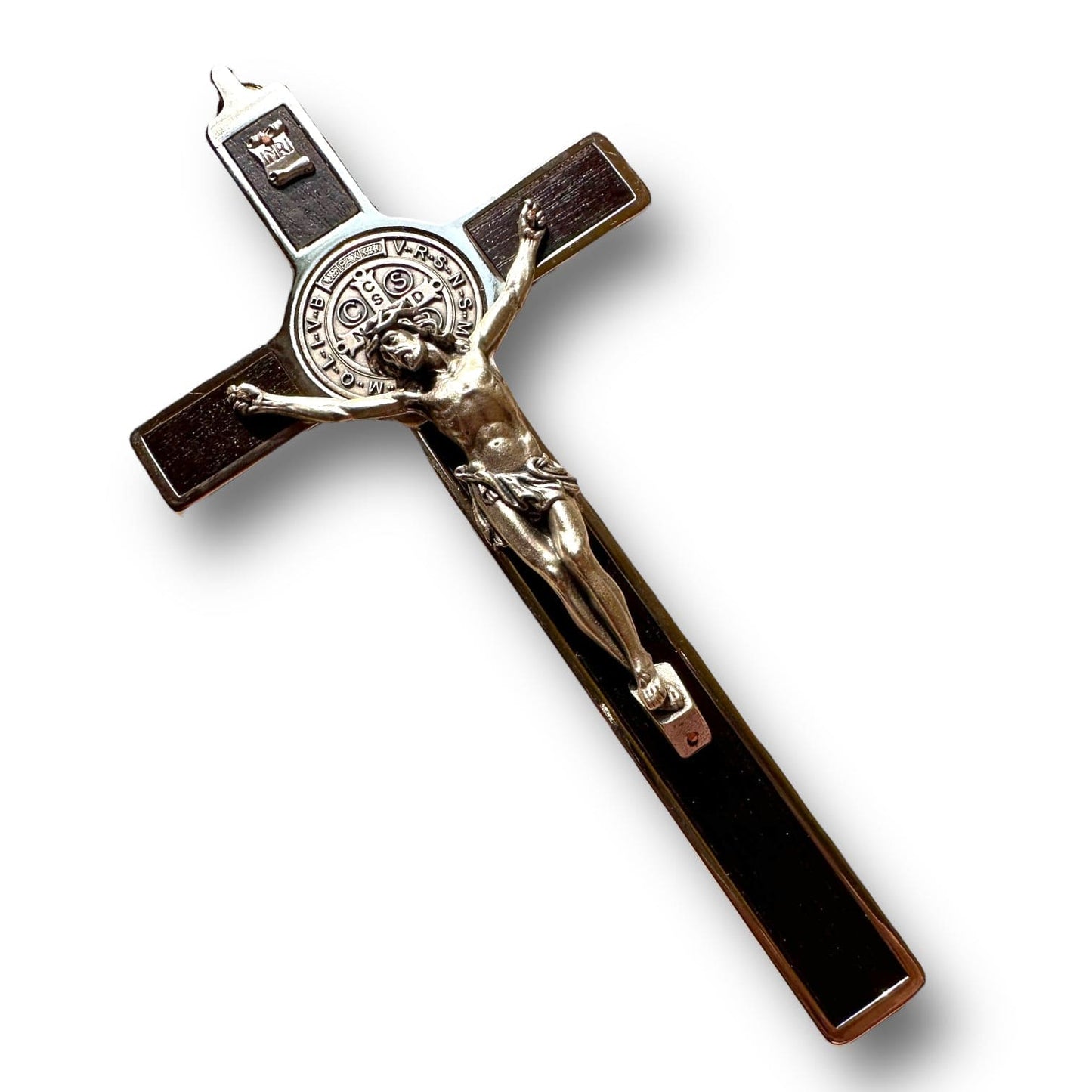 Wooden 7.5" St. Benedict Cross Crucifix -Exorcism cross -Blessed -San Benito | Catholically