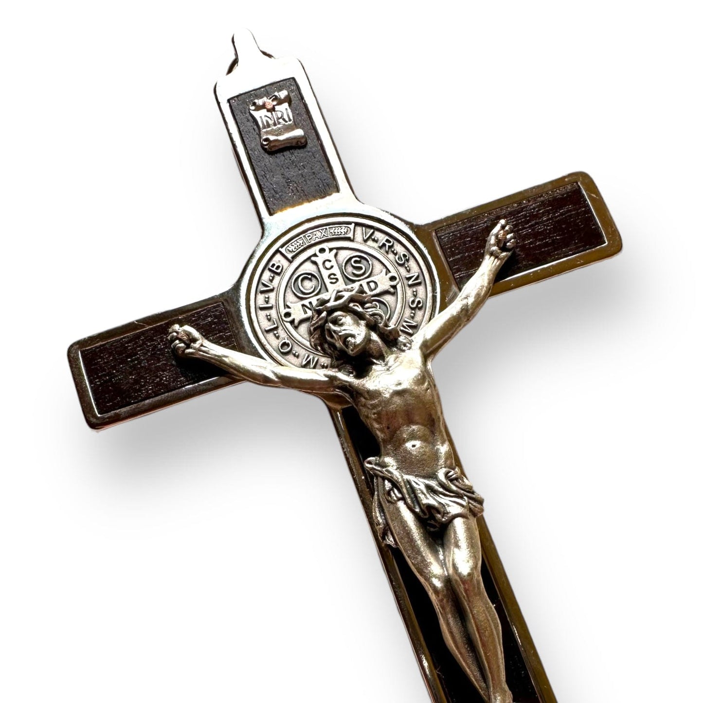 Wooden 7.5" St. Benedict Cross Crucifix -Exorcism cross -Blessed -San Benito | Catholically