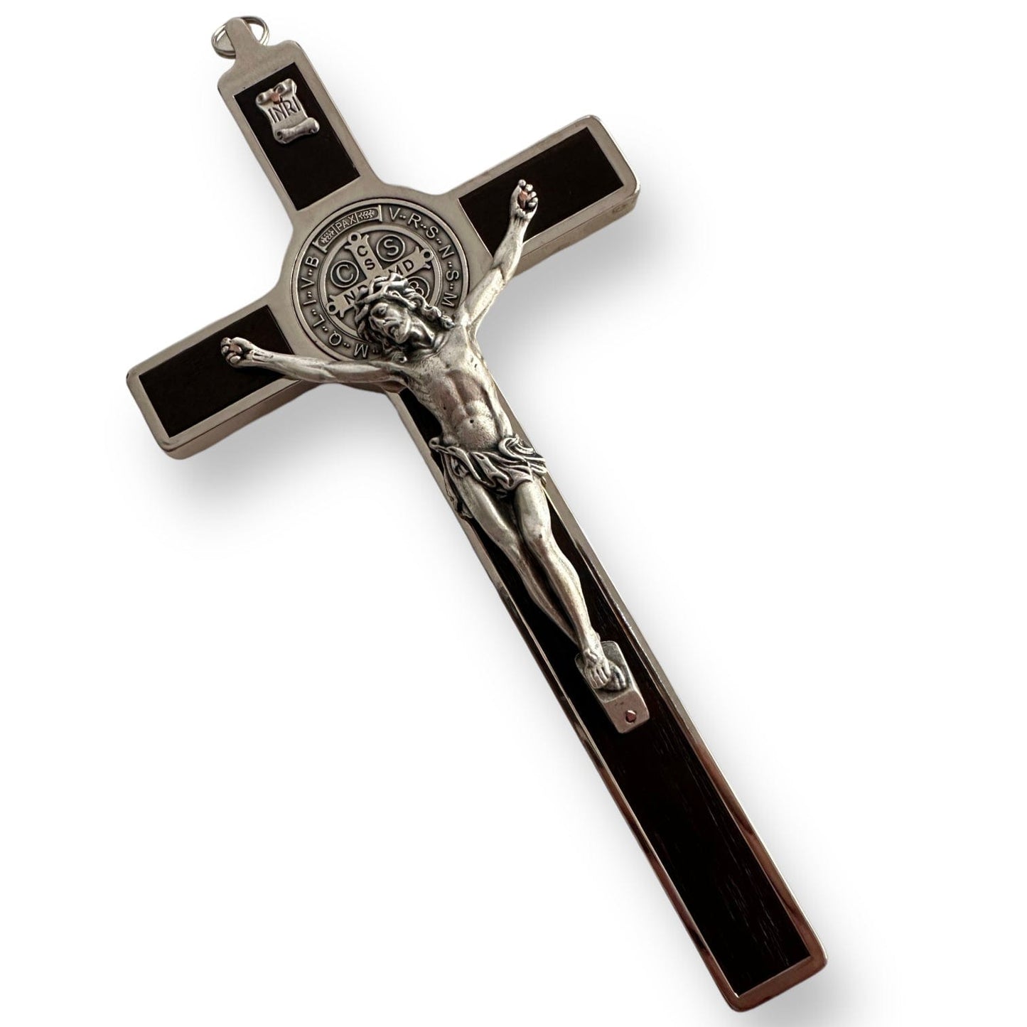 Wooden 7.5" St. Benedict Cross Crucifix -Exorcism cross -Blessed -San Benito | Catholically