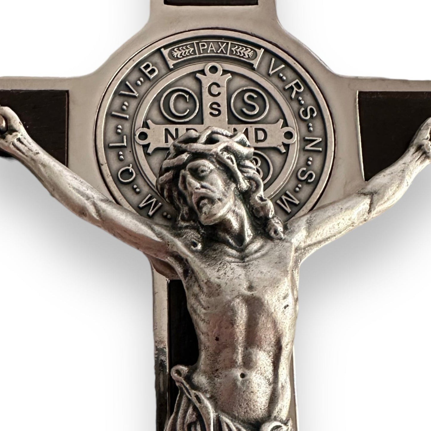 Wooden 7.5" St. Benedict Cross Crucifix -Exorcism cross -Blessed -San Benito | Catholically