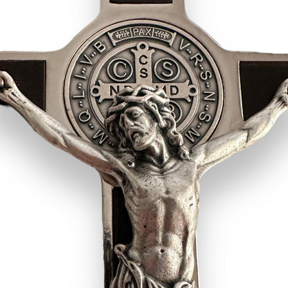 Wooden 7.5" St. Benedict Cross Crucifix -Exorcism cross -Blessed -San Benito | Catholically